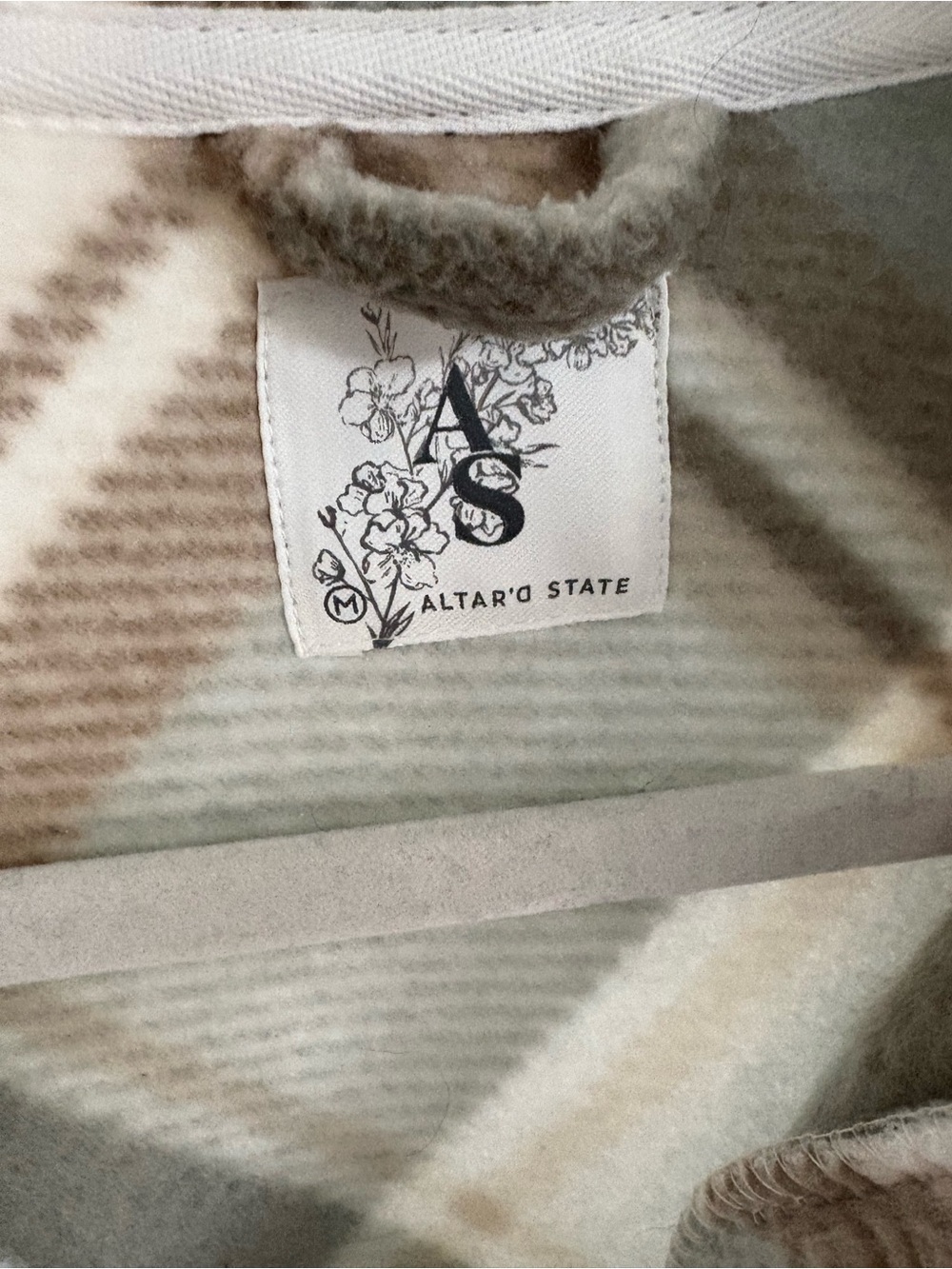 Altar'd State Cream, Sage & Taupe Plaid Shacket - Picture 3 of 7